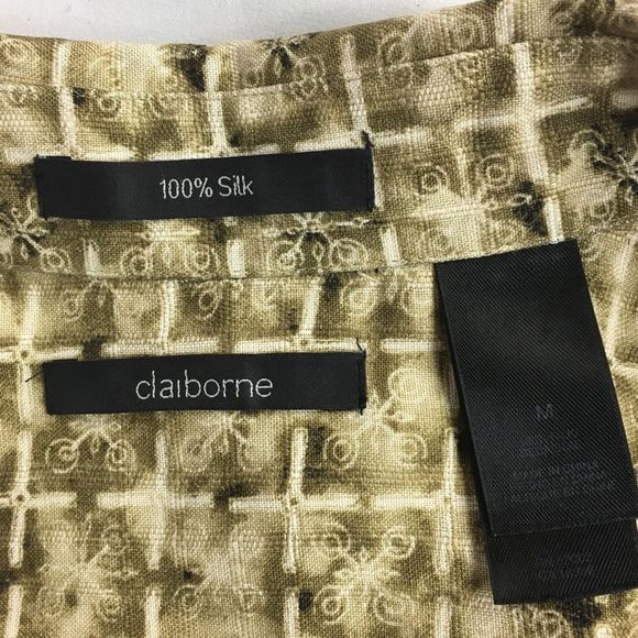 Claiborne Mens 100% Silk Short Sleeve Shirt - Picture 5 of 7
